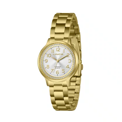 Relógio Lince Feminino Dourado com Pedras