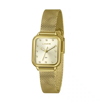 Relógio Lince Feminino Pulseira e Visor Dourado