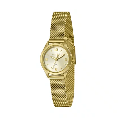 Relógio Lince Feminino Pulseira e Visor Dourado