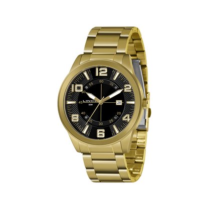 Relógio Lince Masculino Dourado Calendário