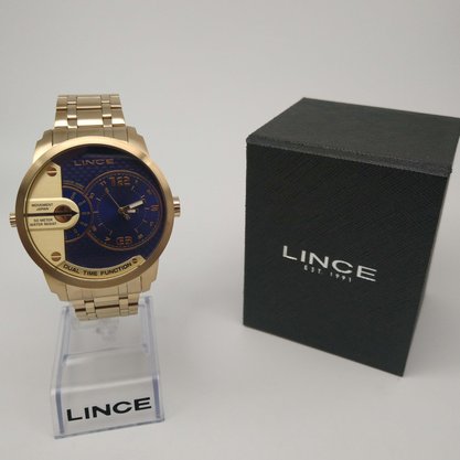 Relógio Lince Masculino Dourado Calendário