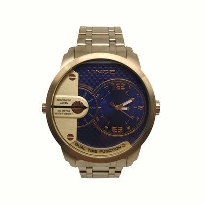 Relógio Lince Masculino Dourado Calendário