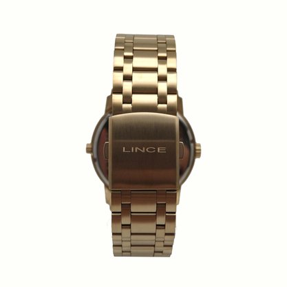 Relógio Lince Masculino Dourado Calendário