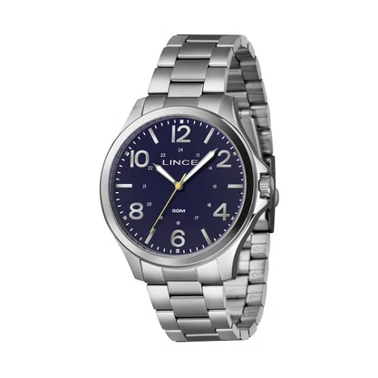 Relógio Lince Masculino Aço Fundo Azul