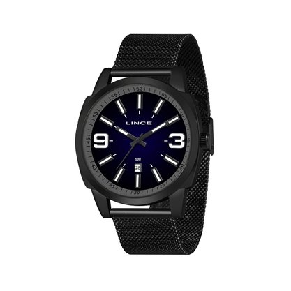 Relógio Lince Masculino Preto Mostrador Azul