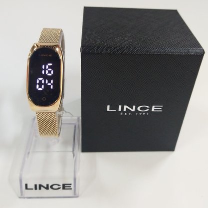 Relógio Lince Unissex Dourado Visor Led