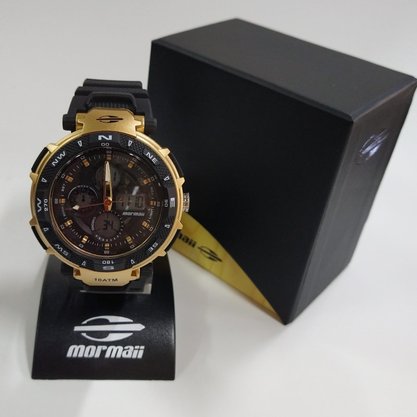 Relógio Mormaii Masculino Preto e Dourado Anadigi