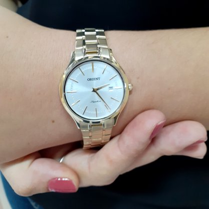 Relógio Orient Feminino Dourado Calendário