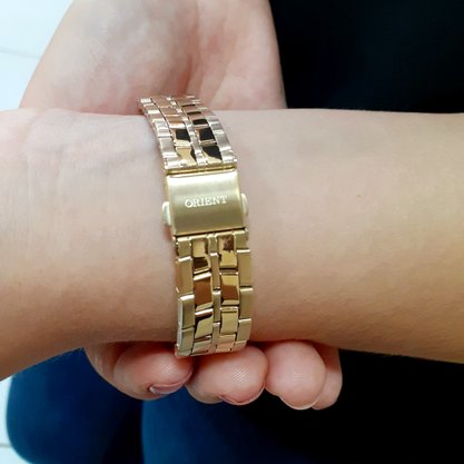 Relógio Orient Feminino Dourado Calendário