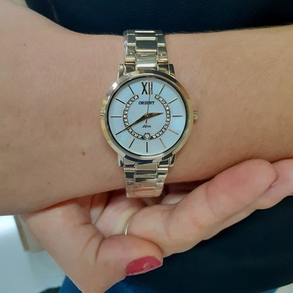 Relógio Orient Feminino Dourado Calendário