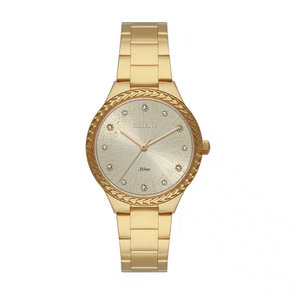 Relógio Orient Feminino Dourado com Pedras