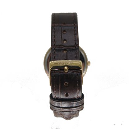 Relógio Orient Masculino Dourado Pulseira Couro