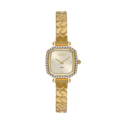 Relógio Orient Mini Feminino Dourado com Pedras