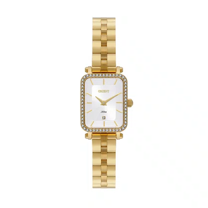 Relógio Orient Mini Feminino Dourado com Pedras