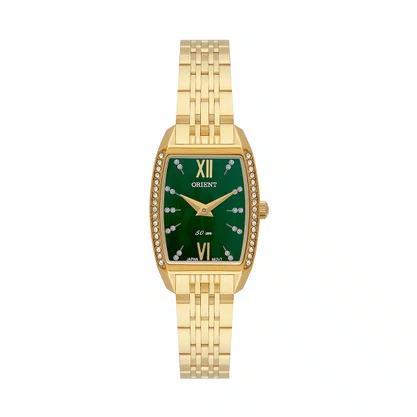 Relógio Orient Mini Feminino Dourado Visor Verde