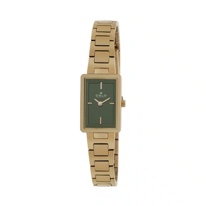 Relógio Oslo Mini Feminino Dourado Visor Verde