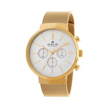 Relógio Oslo Unissex Dourado Multifuncão