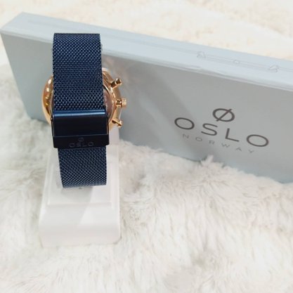 Relógio Oslo Unissex Multifunção Azul com Rose