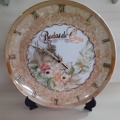 Relógio Prato Diceart Bodas de Ouro