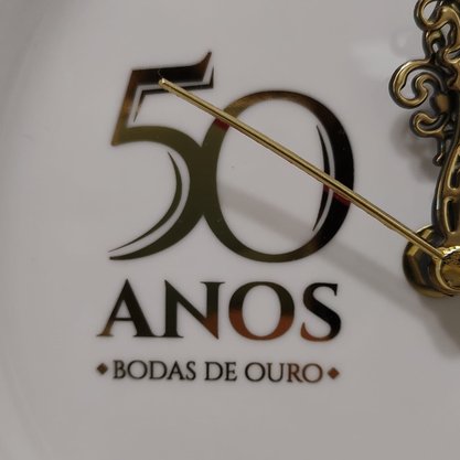 Relógio Prato Diceart Bodas de Ouro