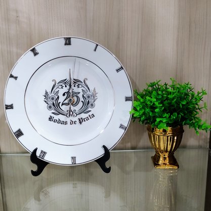 Relógio Prato Diceart Bodas de Prata