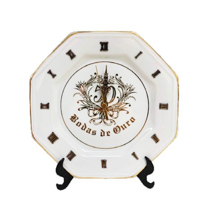 Relógio Prato Diceart Oitavado Bodas de Ouro