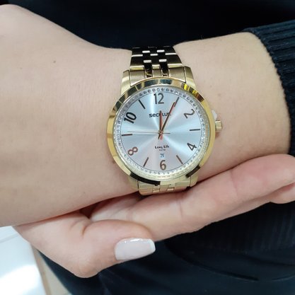 Relógio Seculus Feminino Dourado Long Life