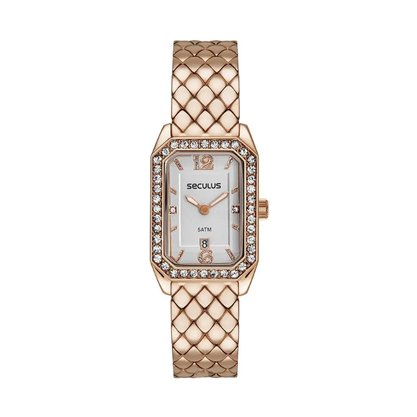 Relógio Seculus Feminino Rose com Pedras Calendário