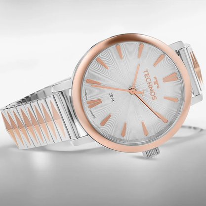 Relógio Technos Feminino Bicolor Pulseira Elástico