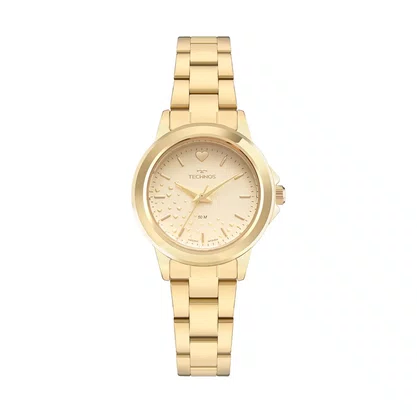Relógio Technos Feminino Corações Dourado