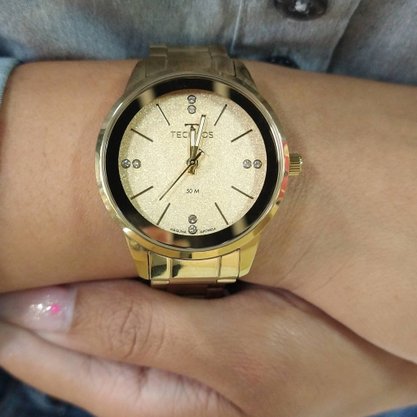 Relógio Technos Feminino Dourado com Pedras
