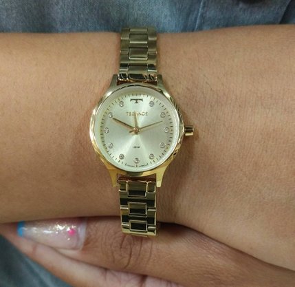 Relógio Technos Feminino Dourado com Pedras
