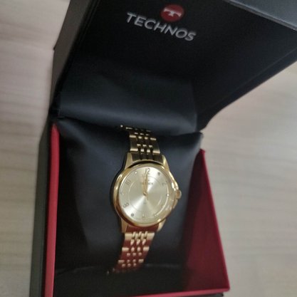 Relógio Technos Feminino Dourado com Pedras