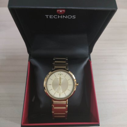 Relógio Technos Feminino Dourado com Pedras