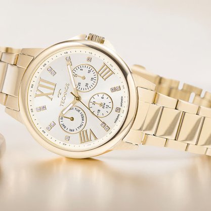 Relógio Technos Feminino Dourado com Pedras