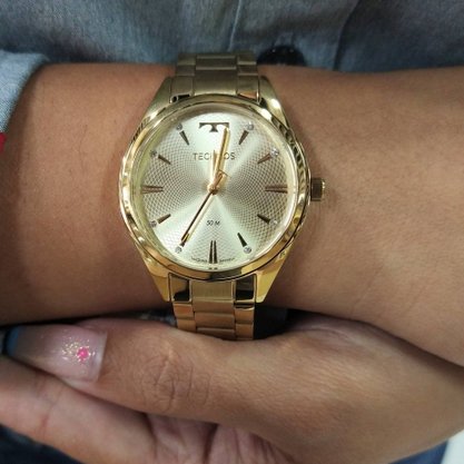 Relógio Technos Feminino Dourado com Pedrinhas