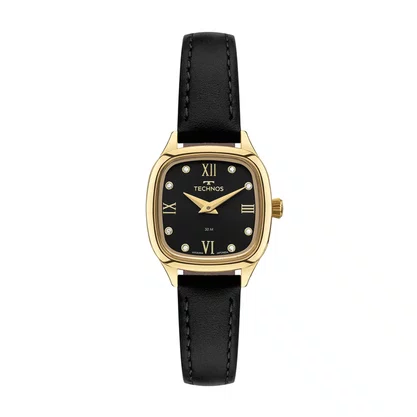 Relógio Technos Feminino Dourado Visor Preto