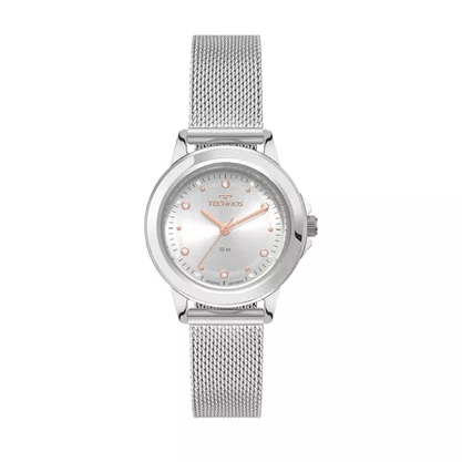 Relógio Technos Feminino Prata com Pedras