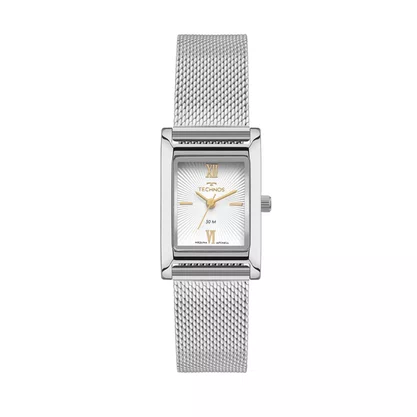 Relógio Technos Feminino Prata Visor Branco