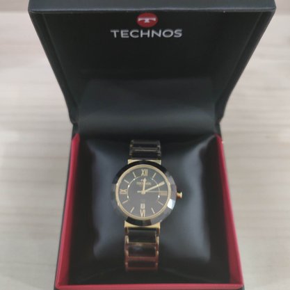 Relógio Technos Feminino Preto e Dourado