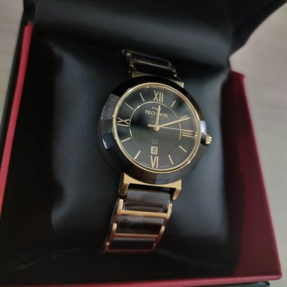 Relógio Technos Feminino Preto e Dourado