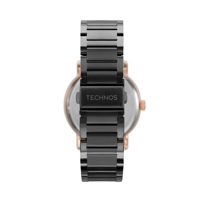 Relógio Technos Feminino Preto e Rose com Pedras