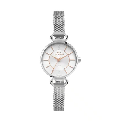 Relógio Technos Mini Feminino Prata e Rose