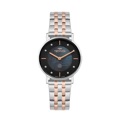 Relógio Technos Slim Feminino Prata e Rose