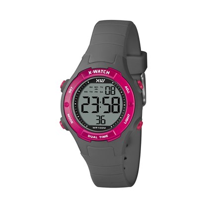 Relógio X-watch Infantil Digital Cinza e Rosa