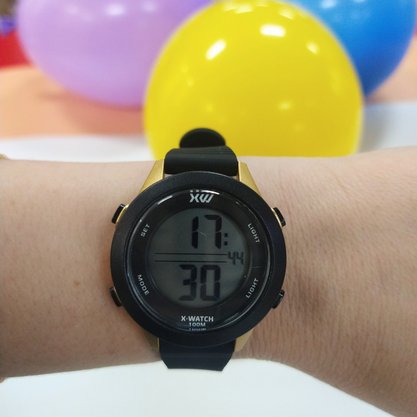 Relógio X- Watch Infantil Digital Preto e Dourado