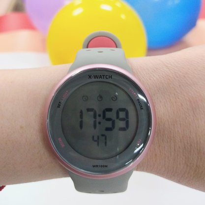 Relógio X-watch Unissex Digital Cinza e Rosa