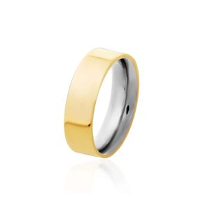 Aliança Aço Inox e Ouro 416 Envelopada 6mm