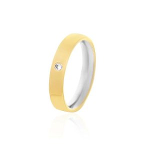 Aliança Aço Inox e Ouro 416 Envelopada 4mm