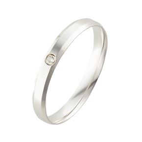 Aliança Prata Chanfrada Anatômica com Pedras 3mm
